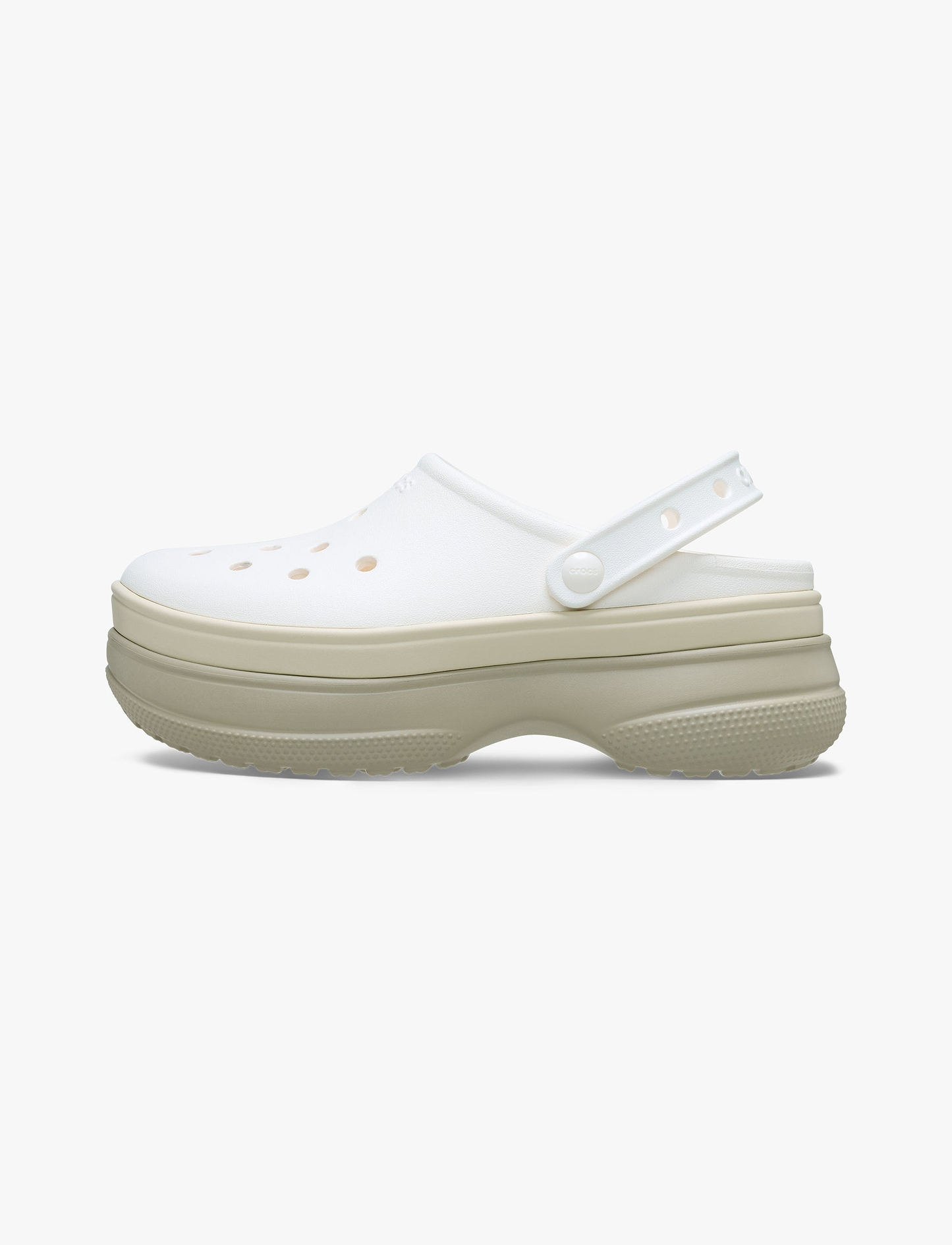 Crocs Classic Stacked Clog - כפכפי פלטפורמה קרוקס לנשים בצבע לבן גיר/קרם