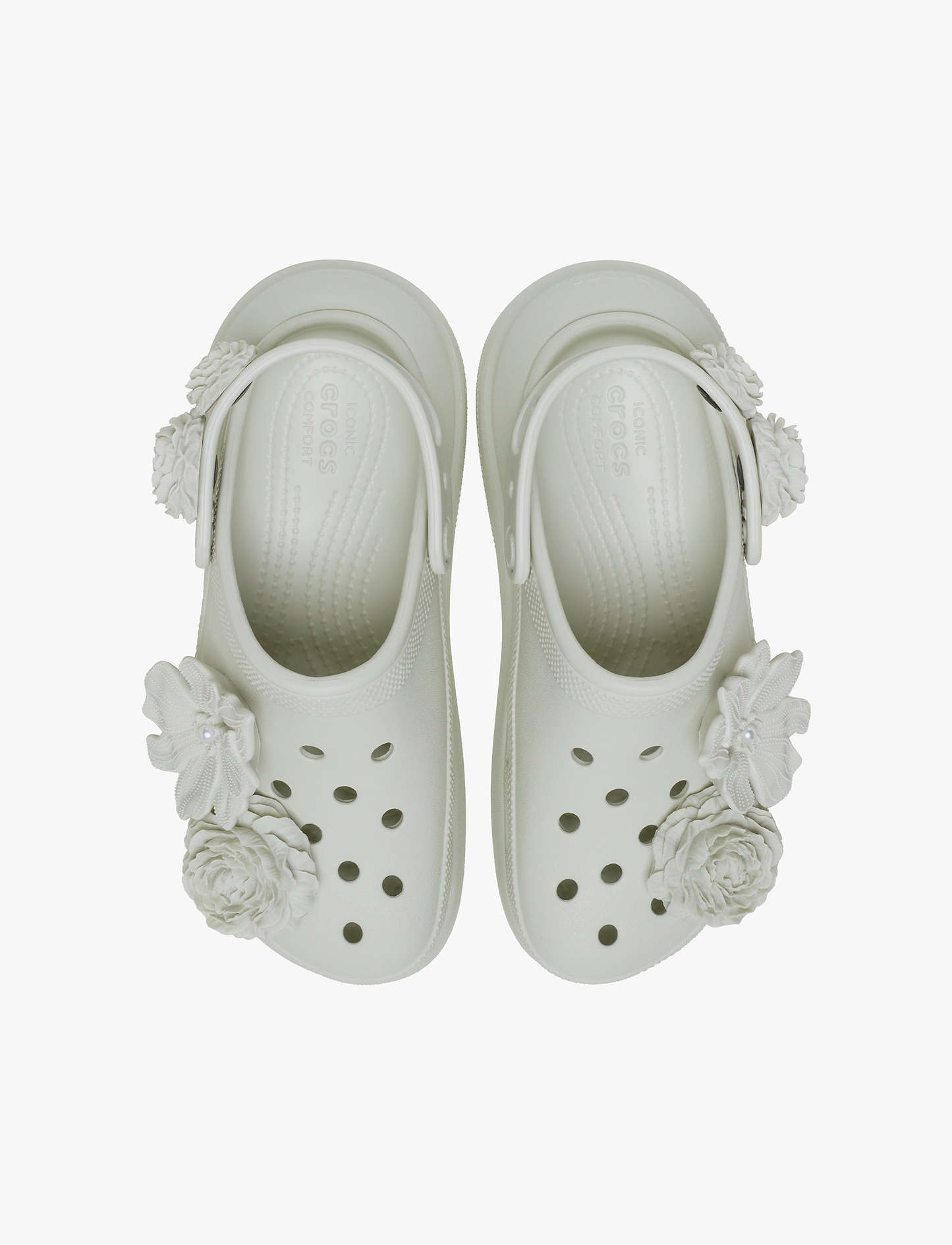 Crocs Crush Bouquet - כפכפי פלטפורמה קרוקס לנשים בצבע אפור