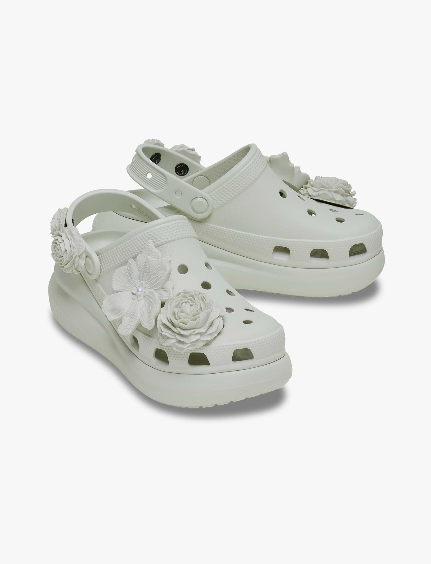 Crocs Crush Bouquet - כפכפי פלטפורמה קרוקס לנשים בצבע אפור