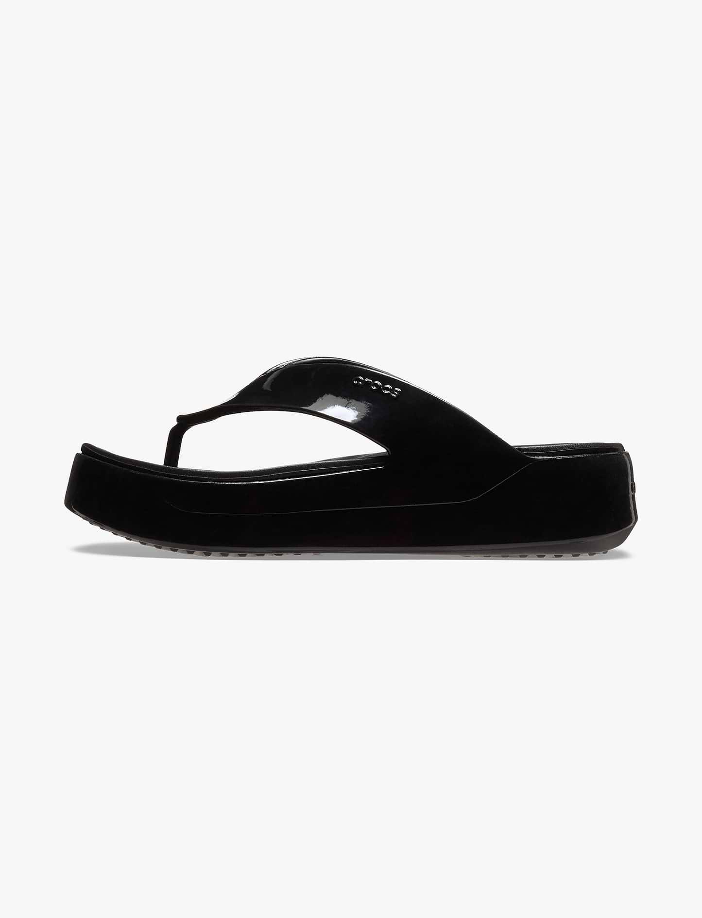 Crocs Getaway Platform Patent Flip - כפכפי אצבע קרוקס לנשים בצבע שחור