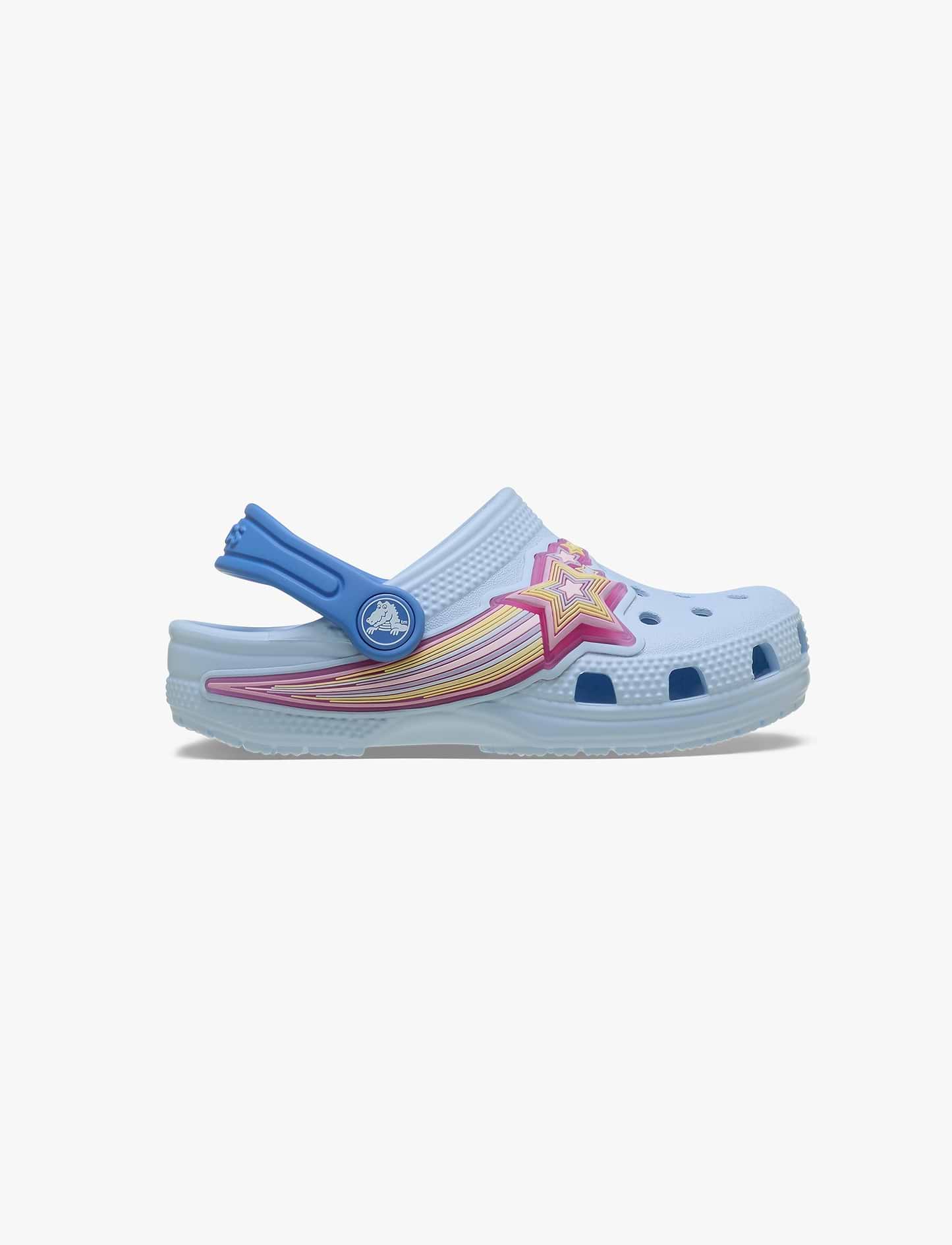 Crocs Classic Star Lights Clog T - כפכפי קרוקס קלוג עם אורות לילדים בצבע כחול פרוסט