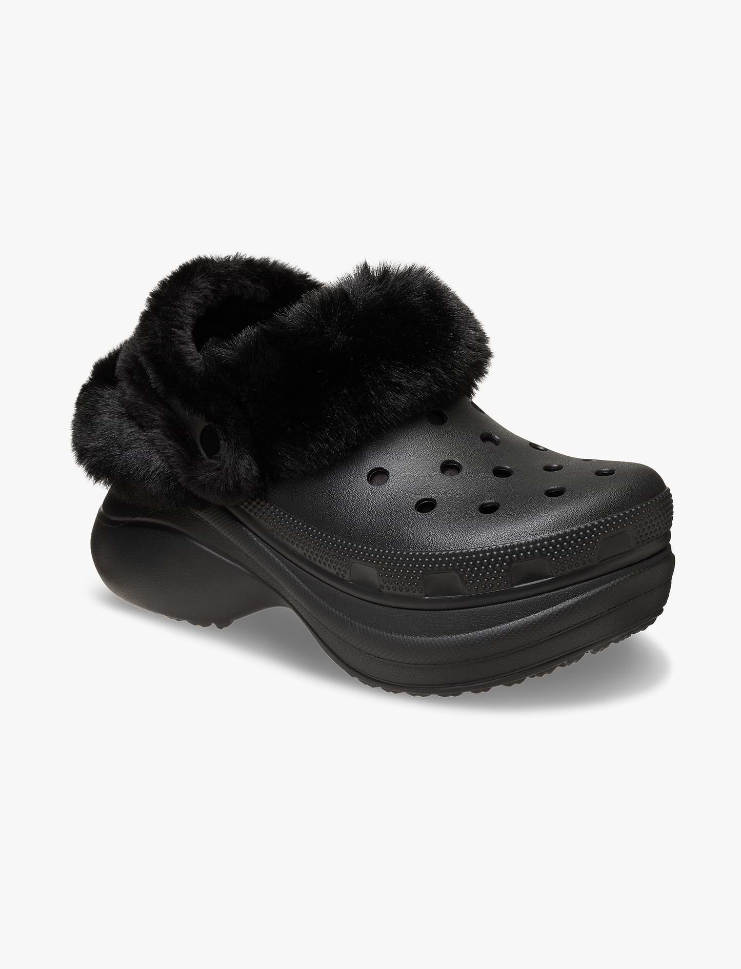 Crocs Bae Lined Clog - כפכפים פרוותיים קרוקס פלטפורמה ביי לנשים בצבע שחור