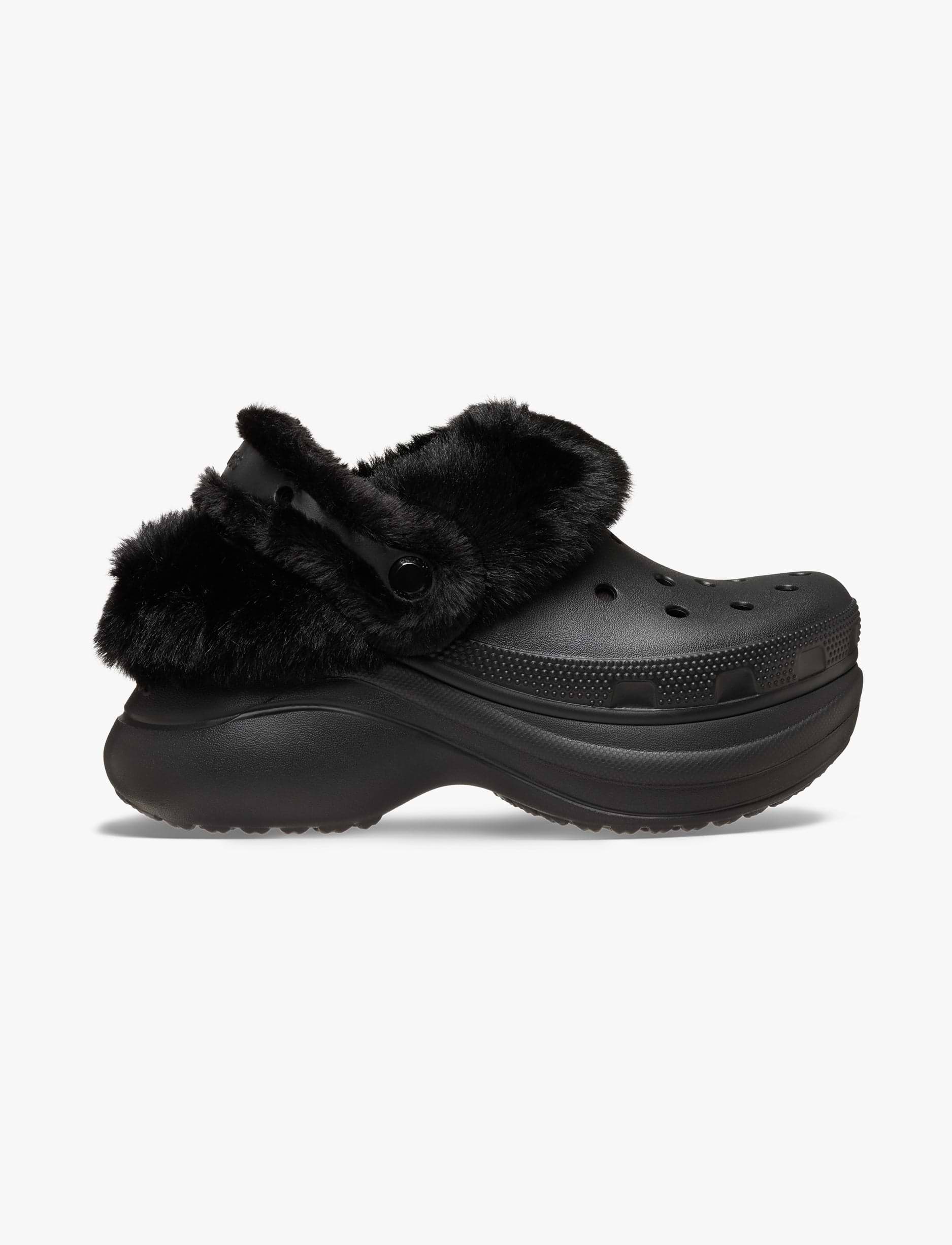 Crocs Bae Lined Clog - כפכפים פרוותיים קרוקס פלטפורמה ביי לנשים בצבע שחור