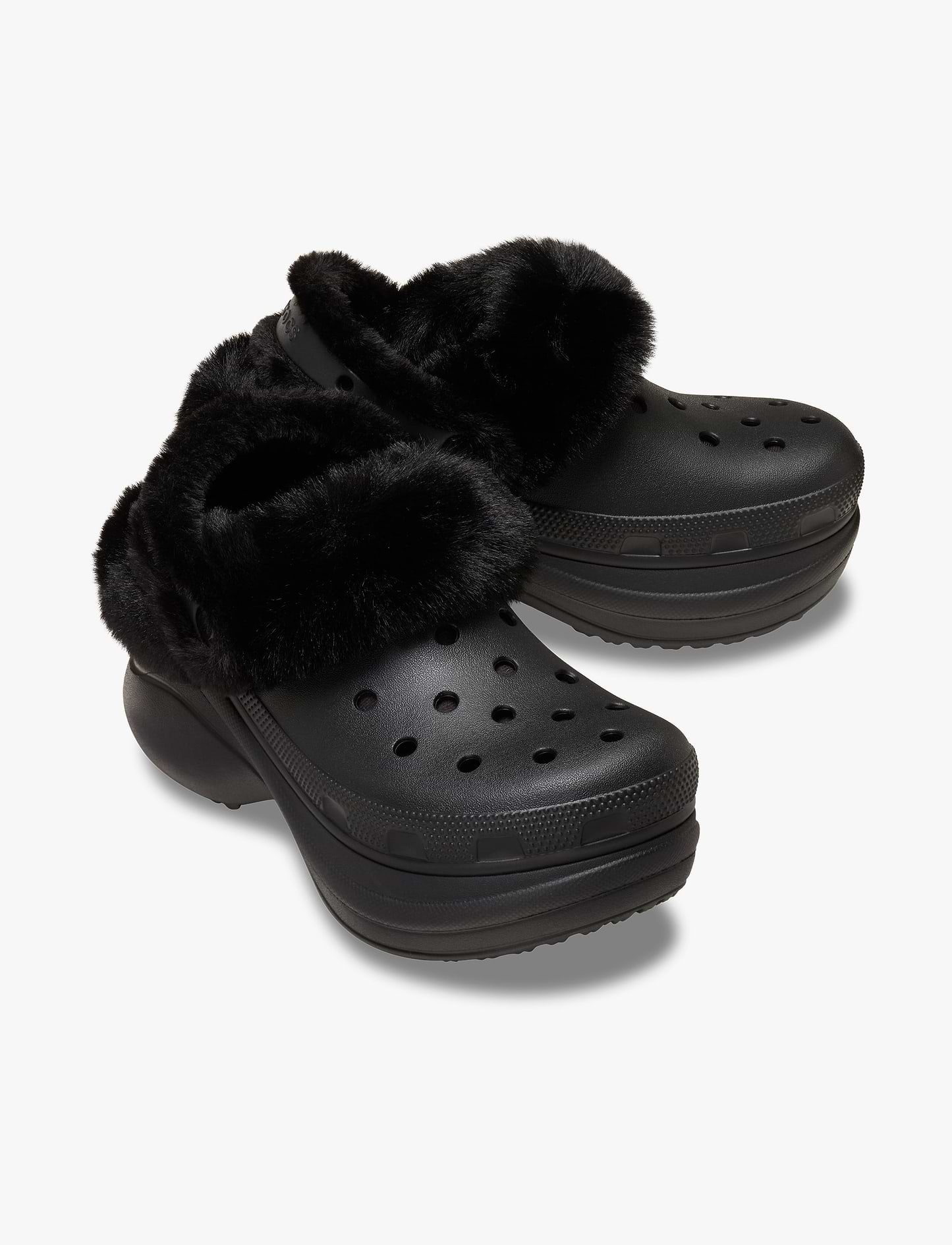 Crocs Bae Lined Clog - כפכפים פרוותיים קרוקס פלטפורמה ביי לנשים בצבע שחור
