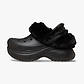 Crocs Bae Lined Clog - כפכפים פרוותיים קרוקס פלטפורמה ביי לנשים בצבע שחור