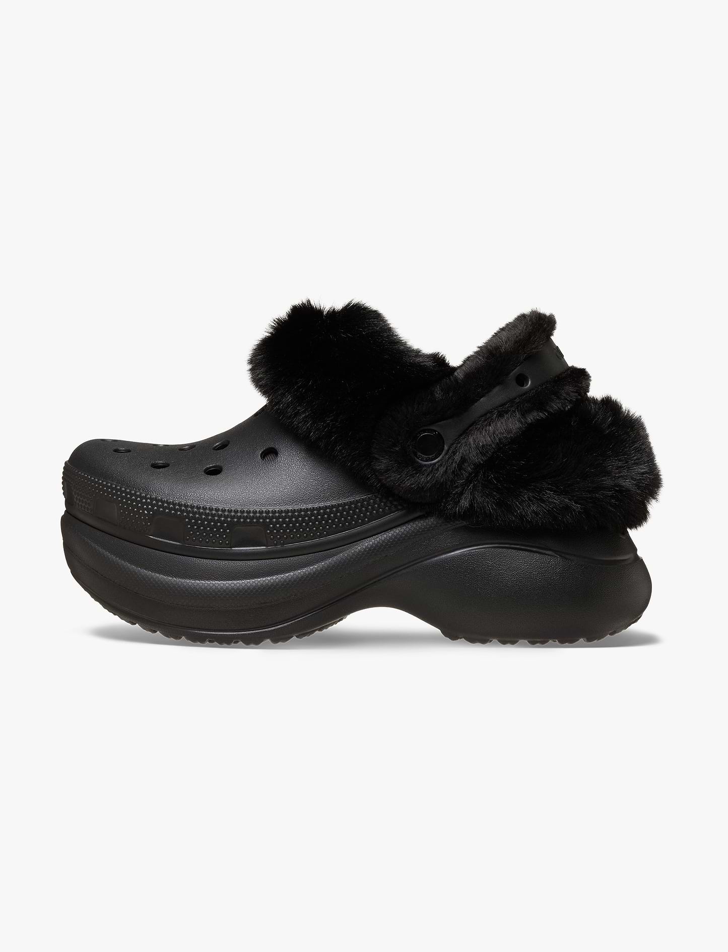 Crocs Bae Lined Clog - כפכפים פרוותיים קרוקס פלטפורמה ביי לנשים בצבע שחור