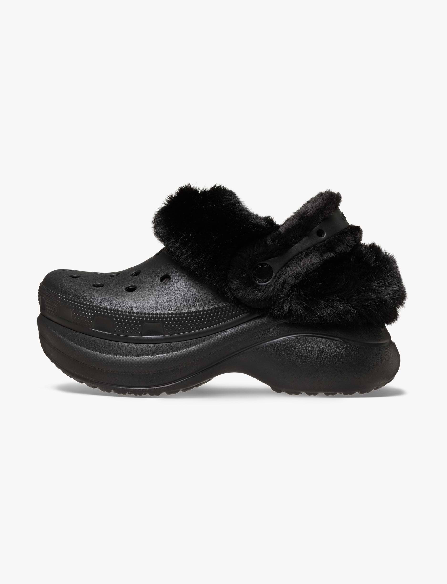 Crocs Bae Lined Clog - כפכפים פרוותיים קרוקס פלטפורמה ביי לנשים בצבע שחור