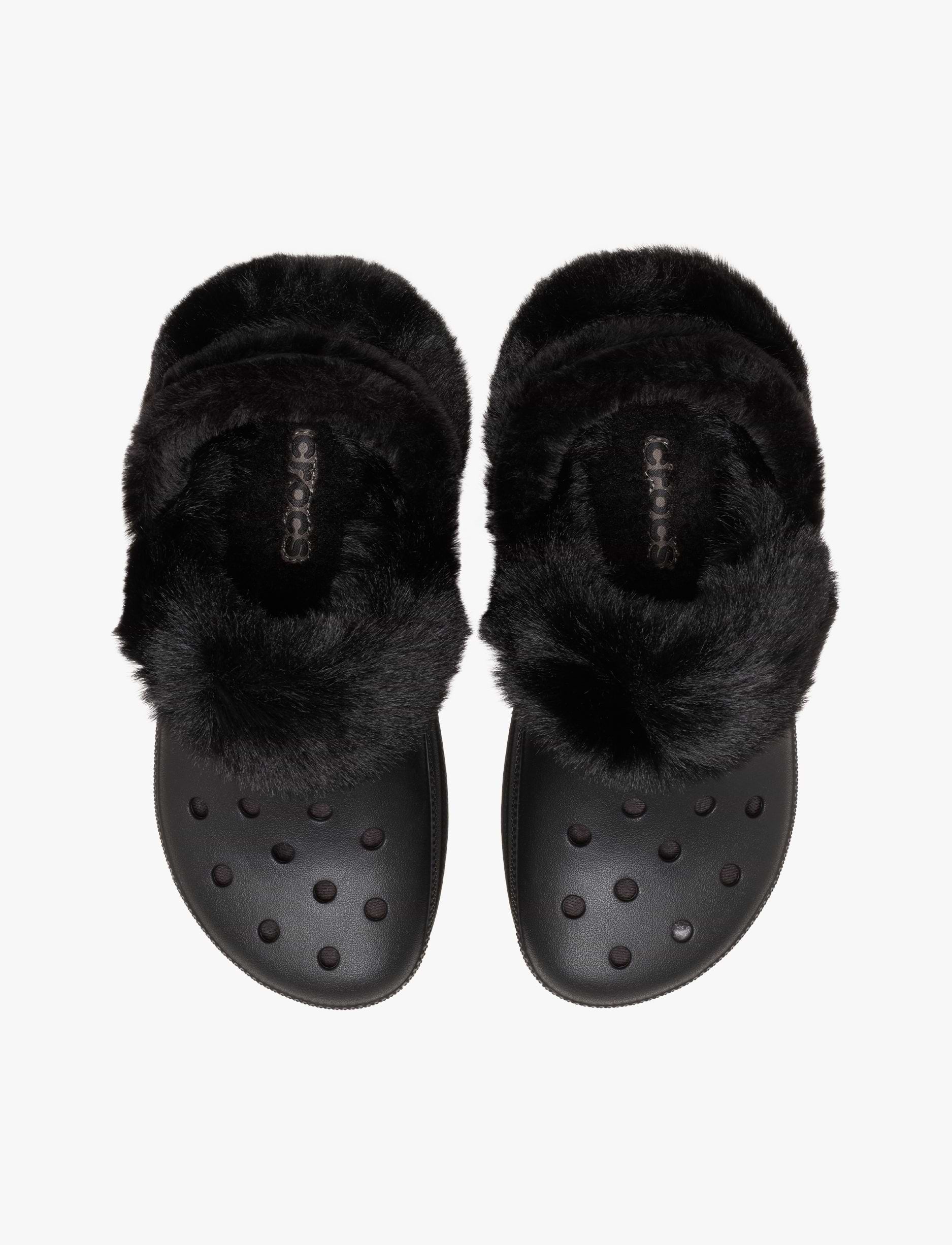 Crocs Bae Lined Clog - כפכפים פרוותיים קרוקס פלטפורמה ביי לנשים בצבע שחור