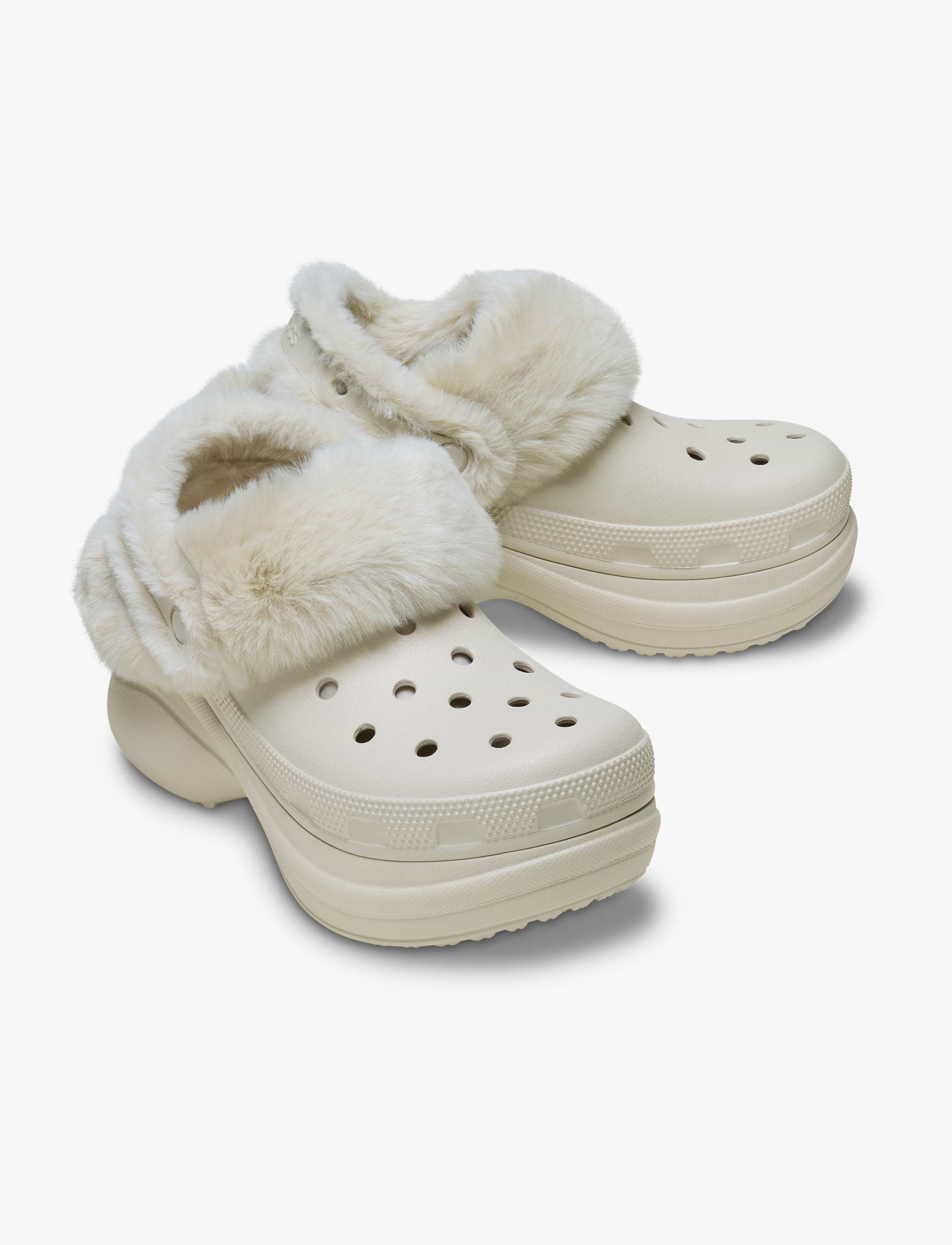 Crocs Bae Lined Clog - כפכפים פרוותיים קרוקס פלטפורמה ביי לנשים בצבע סטוקו