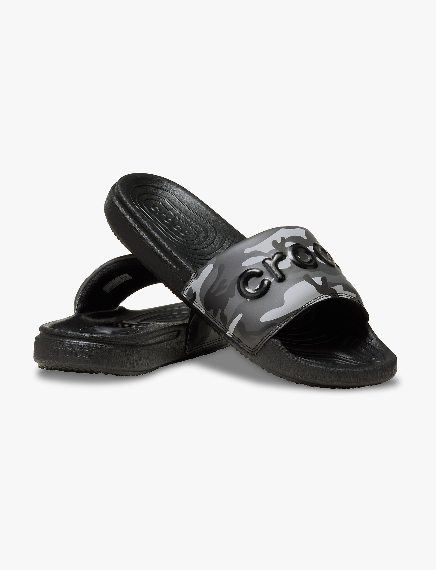 Crocs All Day Camouflage Slide M - כפכפי סלייד קרוקס לגברים בהדפס הסוואה בצבע שחור/אפור