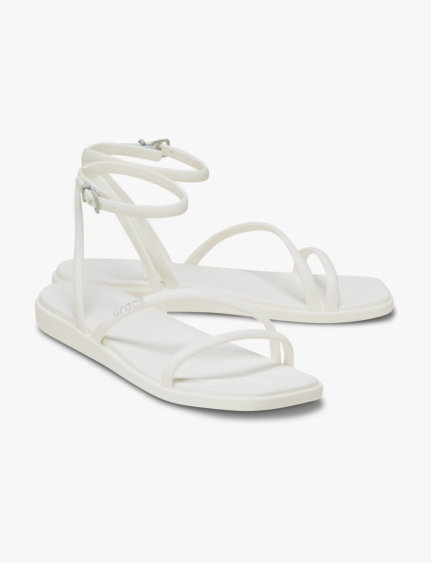 Crocs Miami Ankle Strap Sanda l -  סנדלי קרוקס מיאמי עם רצועת קרסול לנשים בצבע לבן גיר