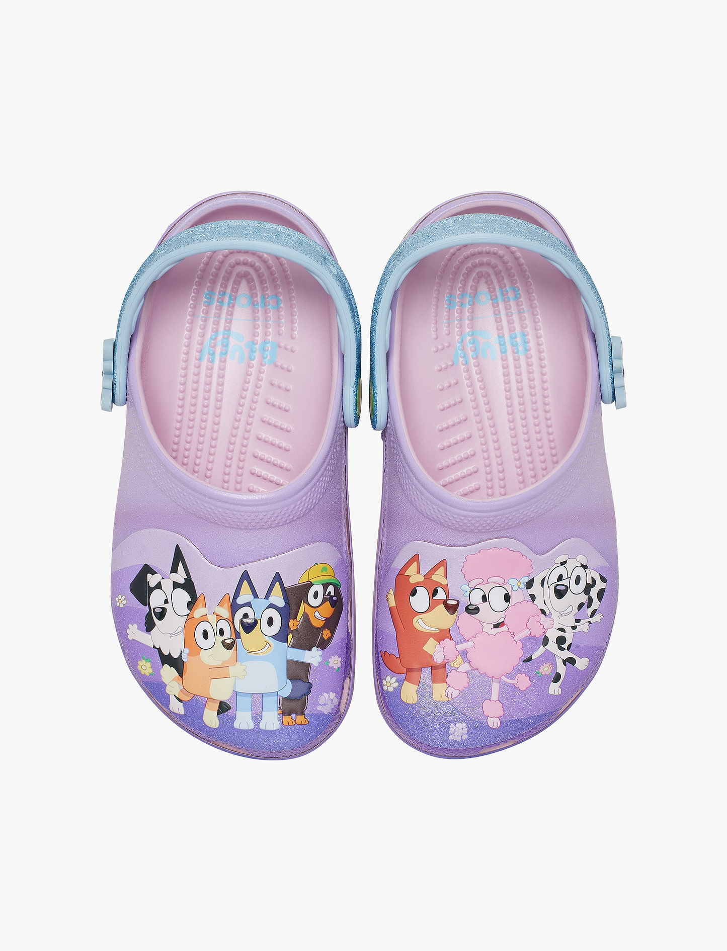 Toddler Bluey Friends Forever Classic Clog - כפכפי קרוקס בלואי חברים לנצח לילדים בצבע סגול