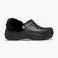 Crocs Classic Platform Fuzz Lined Clog - כפכפי קרוקס פלטפורמה פרוותיים לנשים בצבע שחור