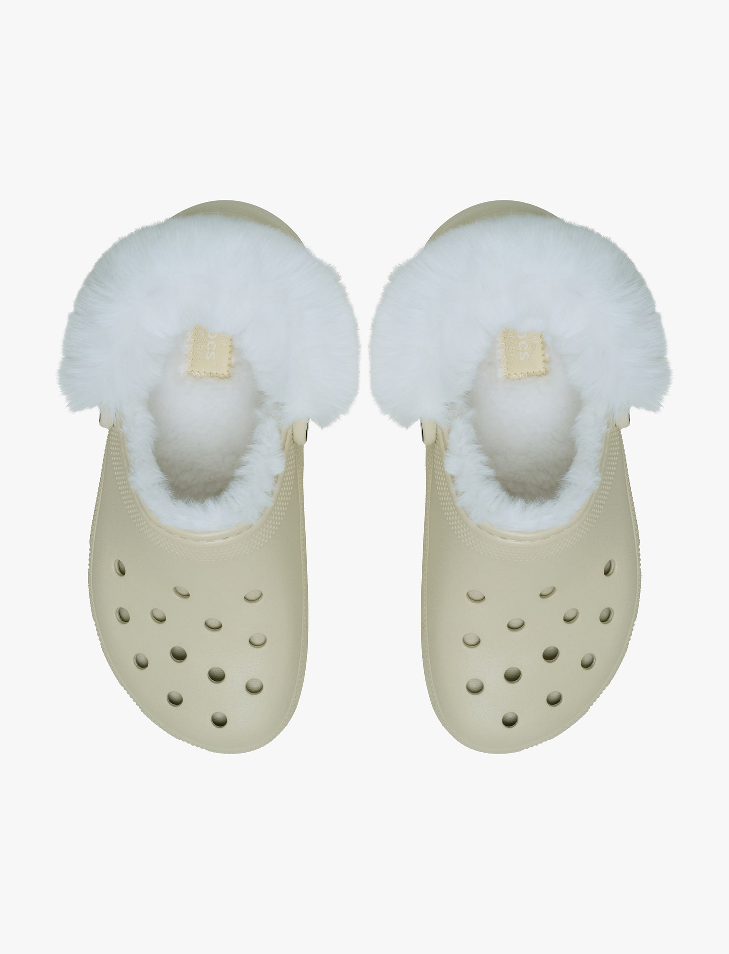 Crocs Classic Platform Fuzz Lined Clog - כפכפי קרוקס פלטפורמה פרוותיים לנשים בצבע קרם