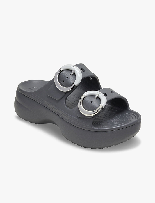Crocs Saturday Platform Dipped Buckle Sandal - סנדלי פלטפורמה קרוקס לנשים בצבע אפור קרבון