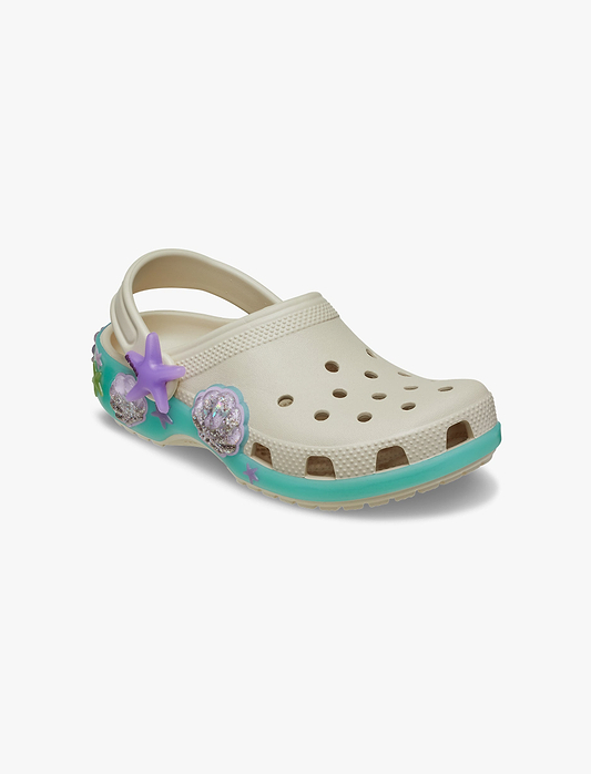 Crocs Classic Sea Sparkle Shaker Clog K - כפכפי קלוג קרוקס לילדים בצבע קרם בעיטור צדפים