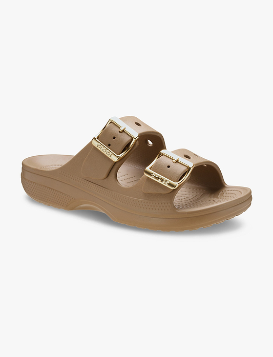 Crocs Saturday Metallic Buckle Sandal - סנדלי קרוקס לנשים בצבע חום כהה ספירה