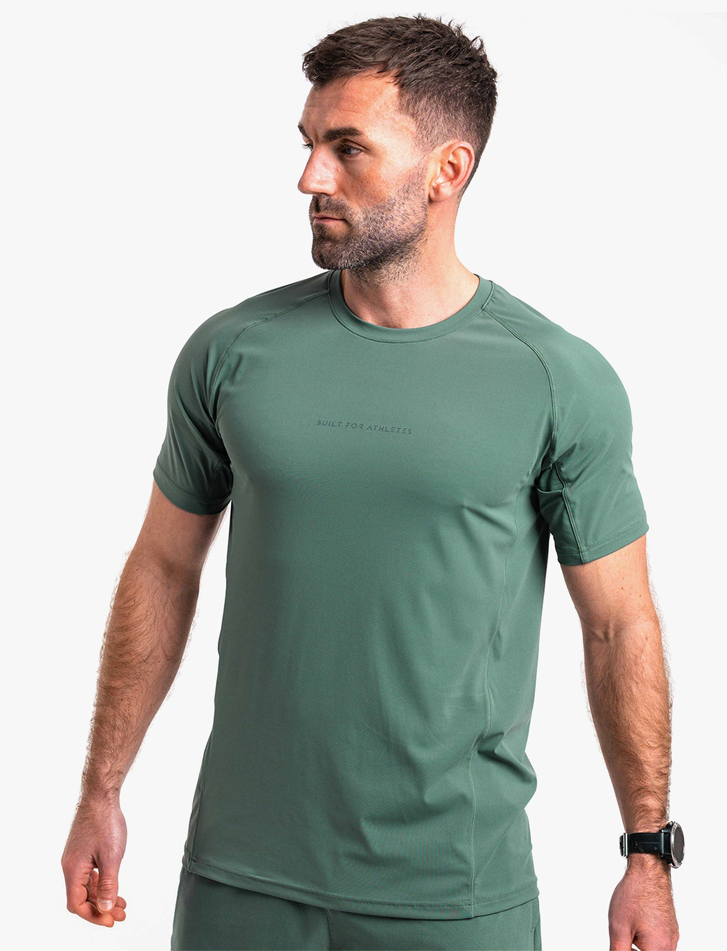 Built For Athletes Mens Hybrid Training T-Shirt - חולצת אימון לגברים בצבע ירוק שטיפה