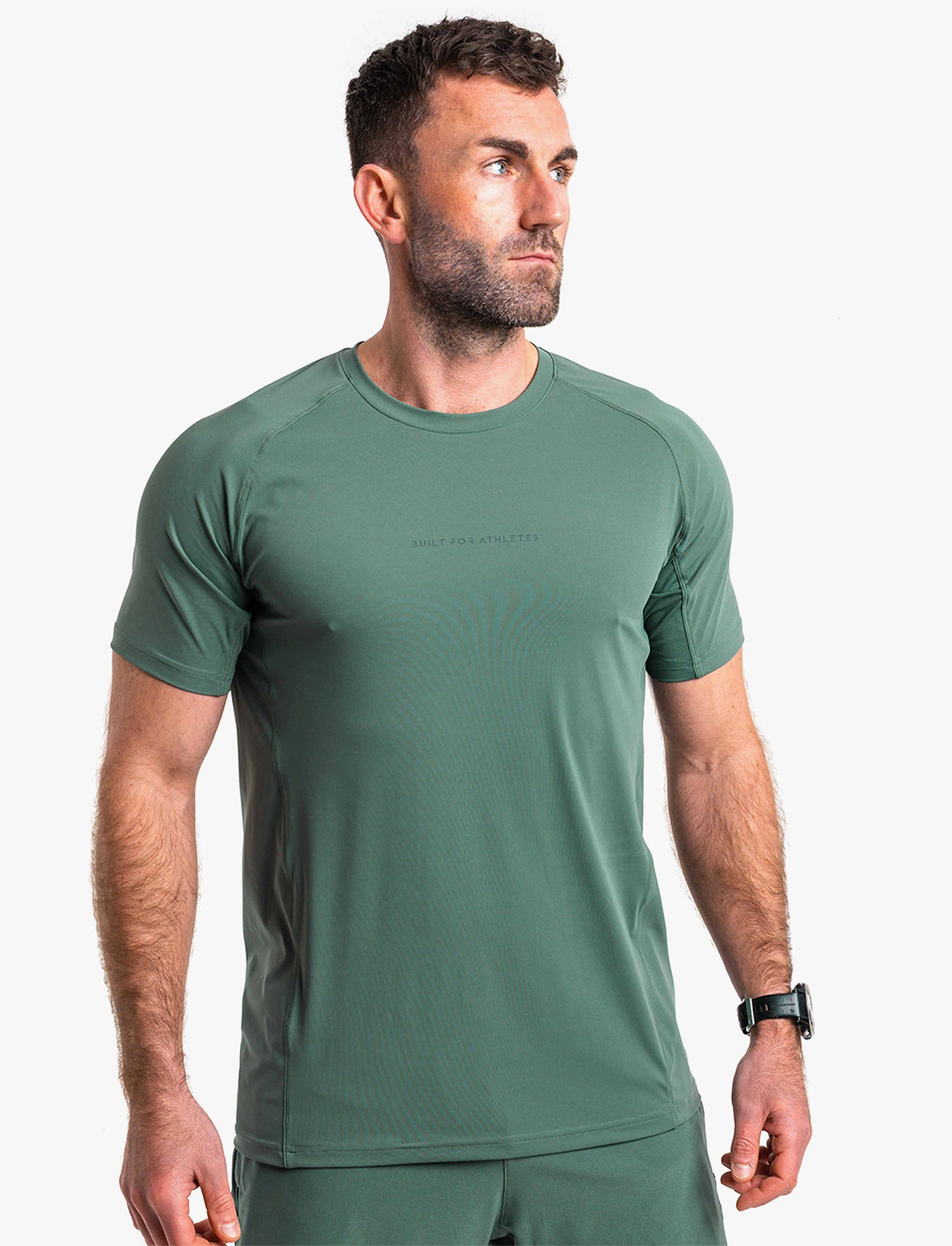 Built For Athletes Mens Hybrid Training T-Shirt - חולצת אימון לגברים בצבע ירוק שטיפה