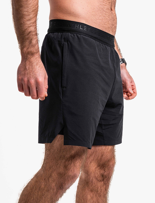 Built For Athletes Mens Hybrid Training 2 in 1 Short - מכנסי אימון 2-ב-1 לגברים בצבע שחור