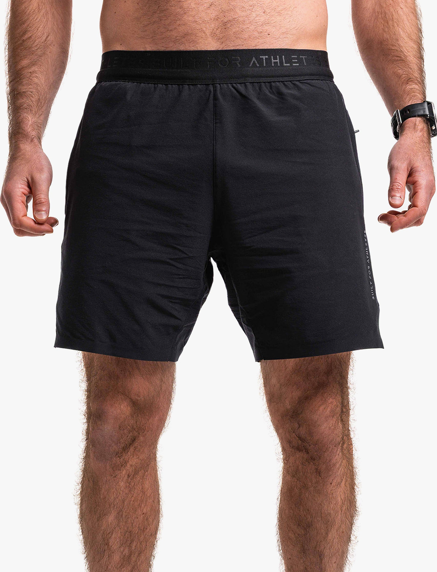 Built For Athletes Mens Hybrid Training 2 in 1 Short - מכנסי אימון 2-ב-1 לגברים בצבע שחור
