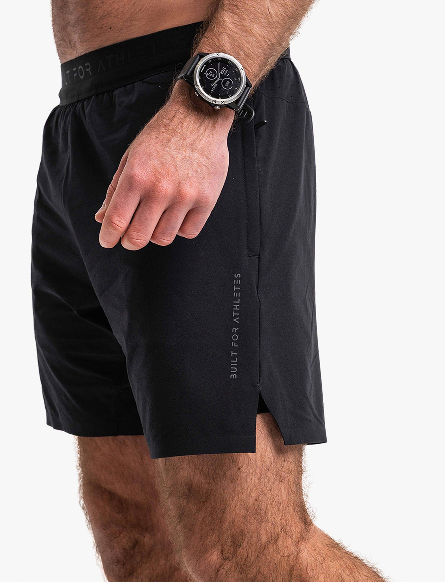 Built For Athletes Mens Hybrid Training 2 in 1 Short - מכנסי אימון 2-ב-1 לגברים בצבע שחור