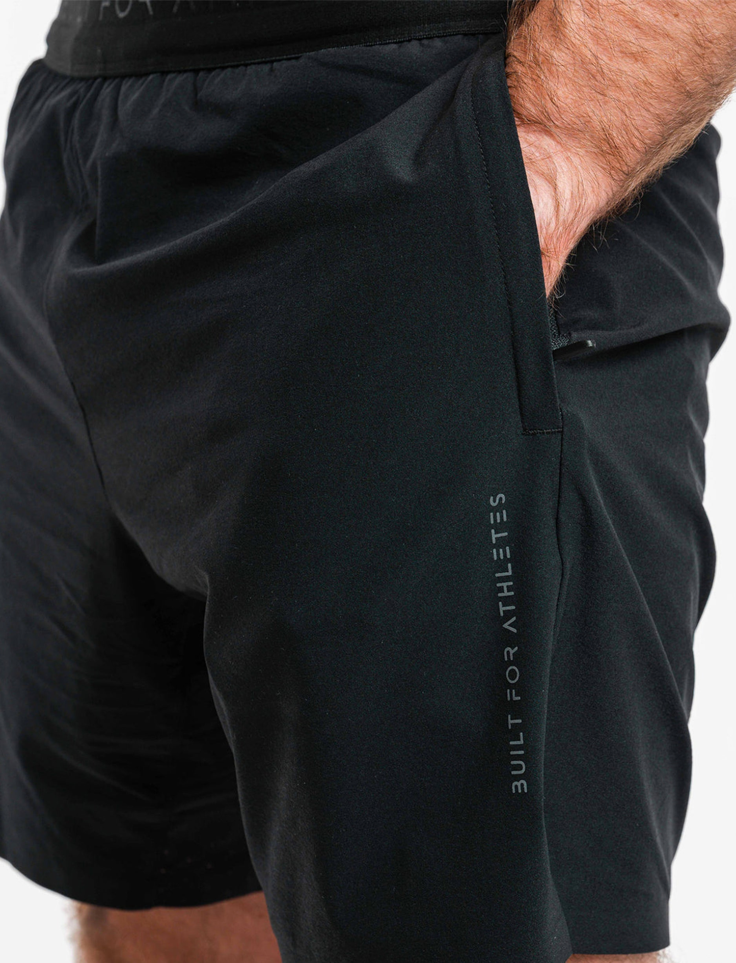 Built For Athletes Mens Hybrid Training 2 in 1 Short - מכנסי אימון 2-ב-1 לגברים בצבע שחור