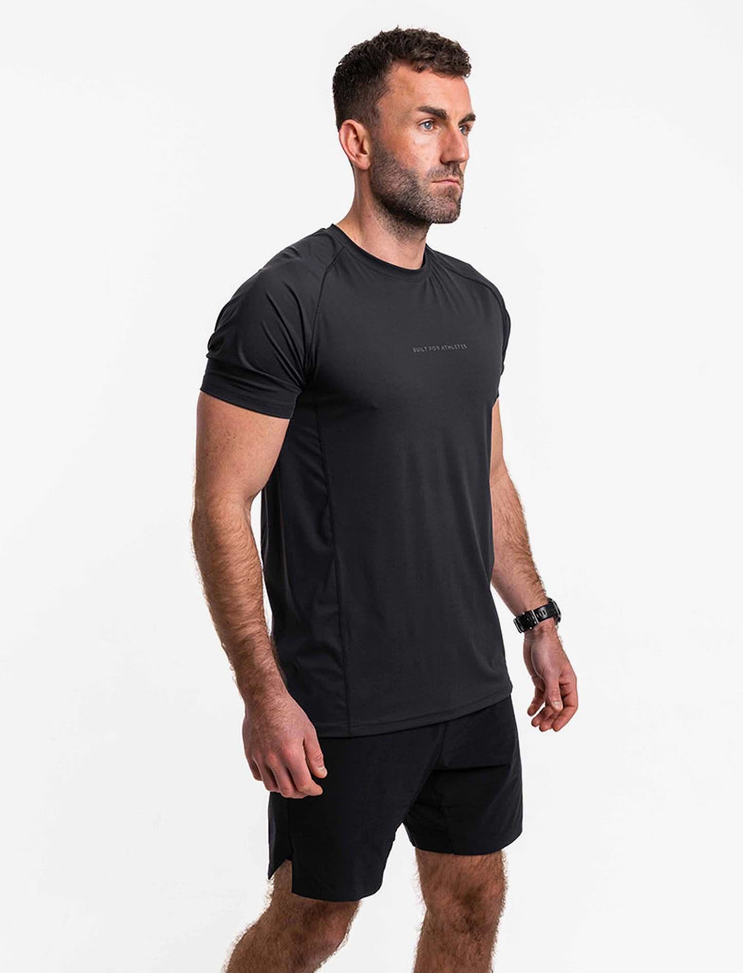 Built For Athletes Mens Hybrid Training 2 in 1 Short - מכנסי אימון 2-ב-1 לגברים בצבע שחור