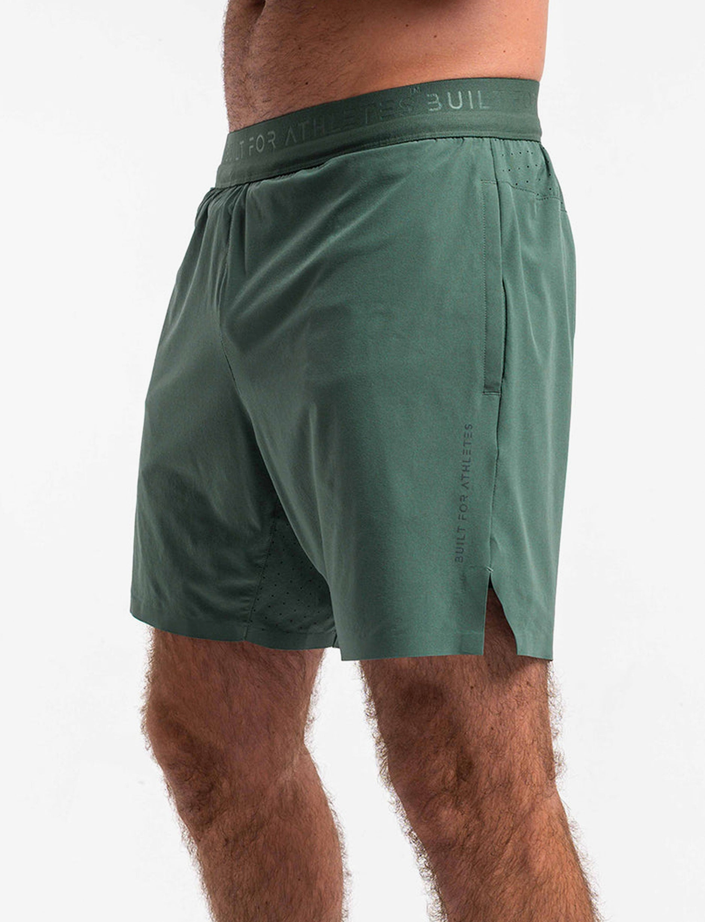 Built For Athletes Mens Hybrid Training 2 in 1 Short - מכנסי אימון 2-ב-1 לגברים בצבע ירוק שטיפה