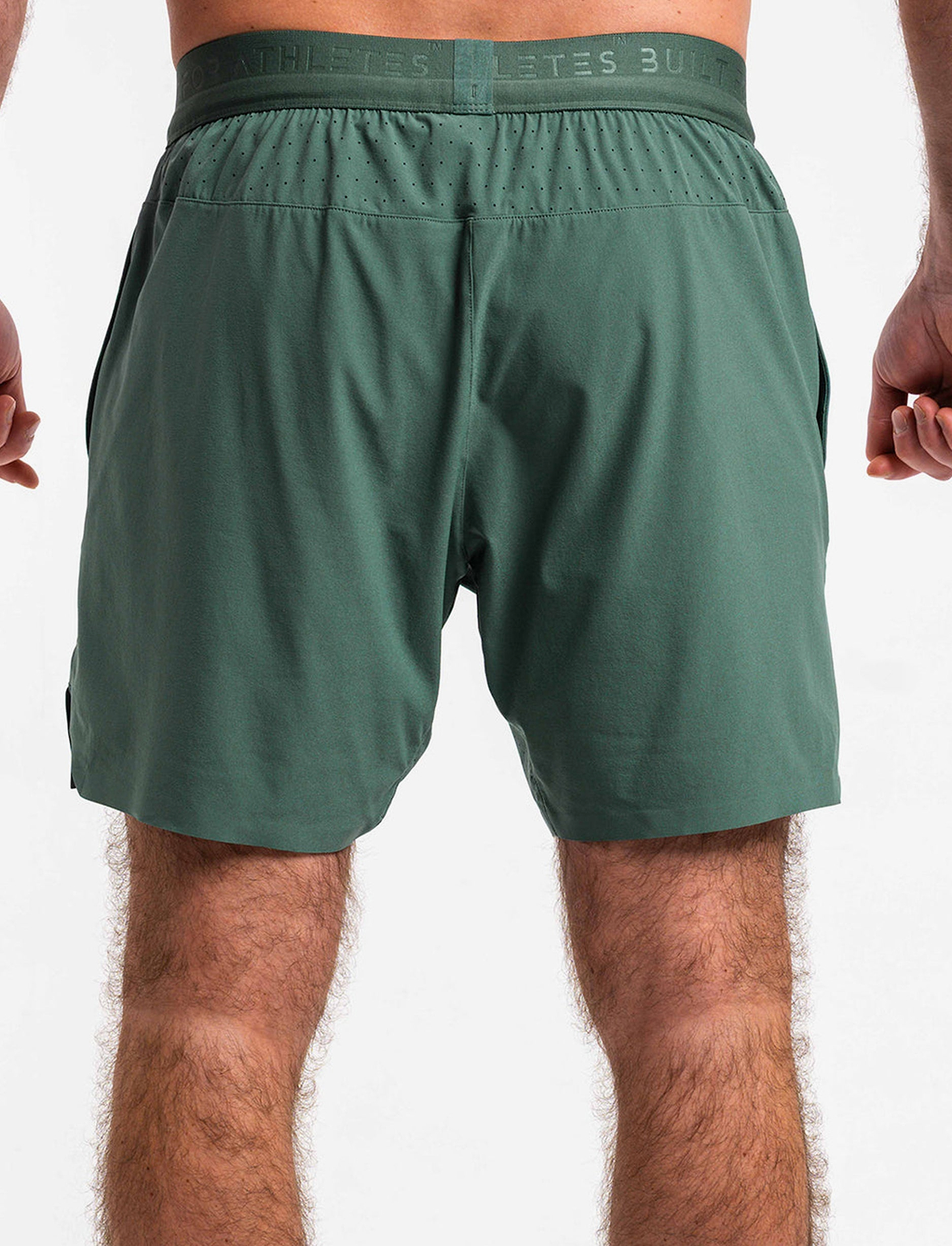 Built For Athletes Mens Hybrid Training 2 in 1 Short - מכנסי אימון 2-ב-1 לגברים בצבע ירוק שטיפה