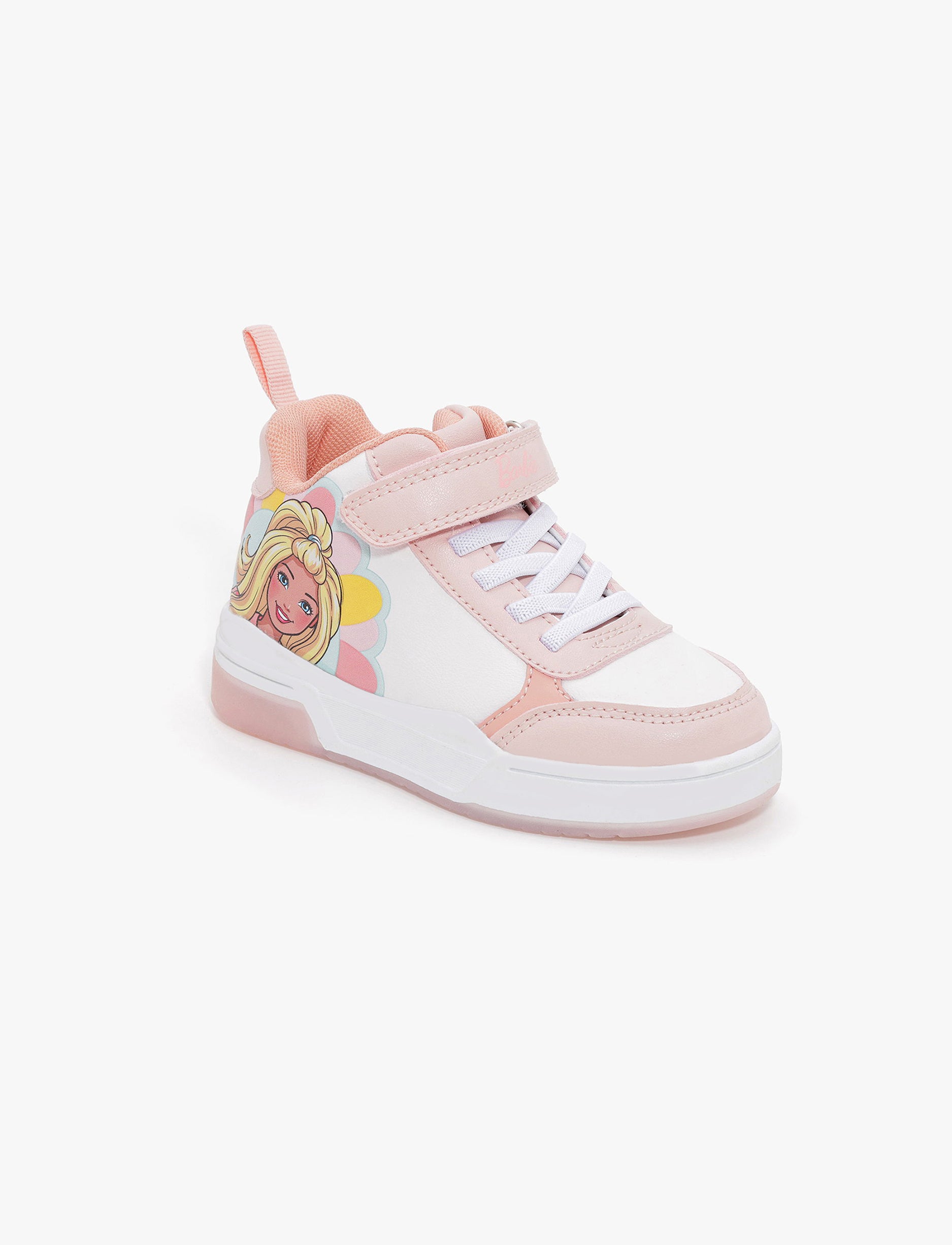 Candy Barbie Girl Sneakers - נעלי סניקרס גבוהות לבנות קנדי ברבי בצבע ורוד/לבן