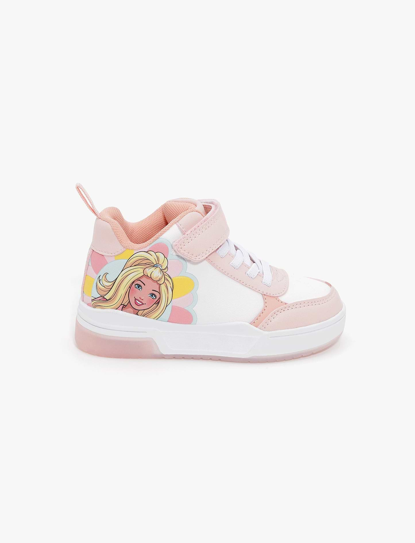 Candy Barbie Girl Sneakers - נעלי סניקרס גבוהות לבנות קנדי ברבי בצבע ורוד/לבן