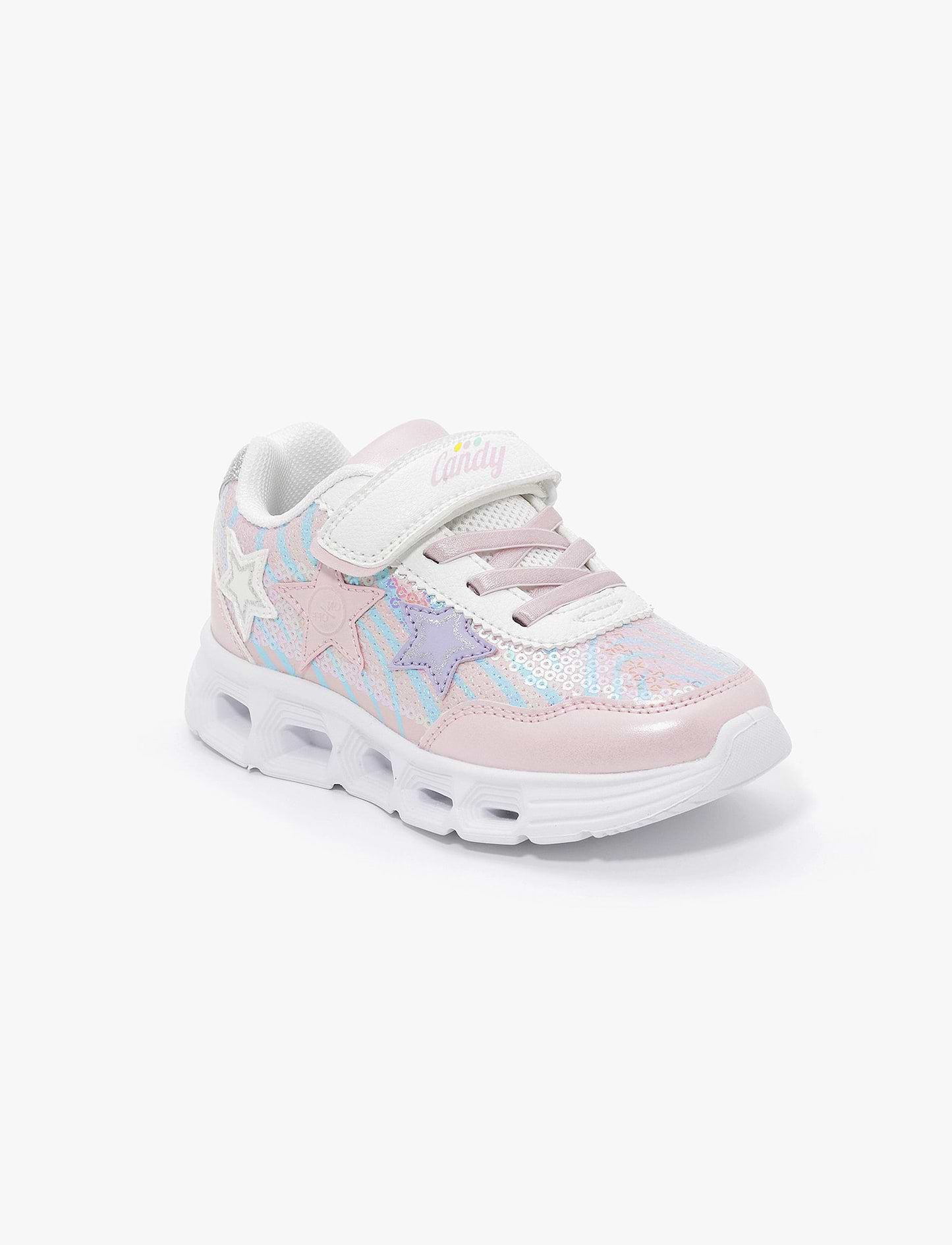 Candy Girls Shoes Glitter Stars H5202 - נעלי סניקרס קנדי לבנות בצבע ורוד בעיטור כוכבים ופייטים