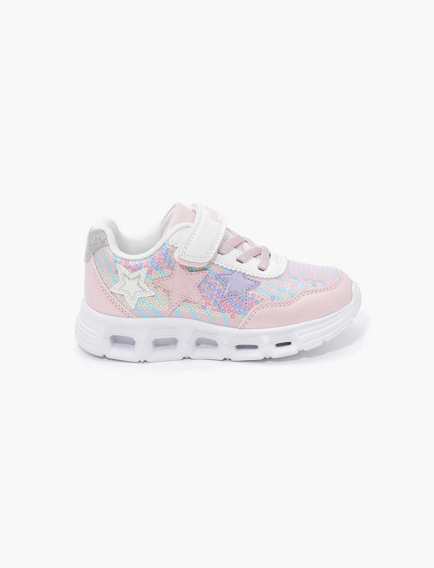 Candy Girls Shoes Glitter Stars H5202 - נעלי סניקרס קנדי לבנות בצבע ורוד בעיטור כוכבים ופייטים