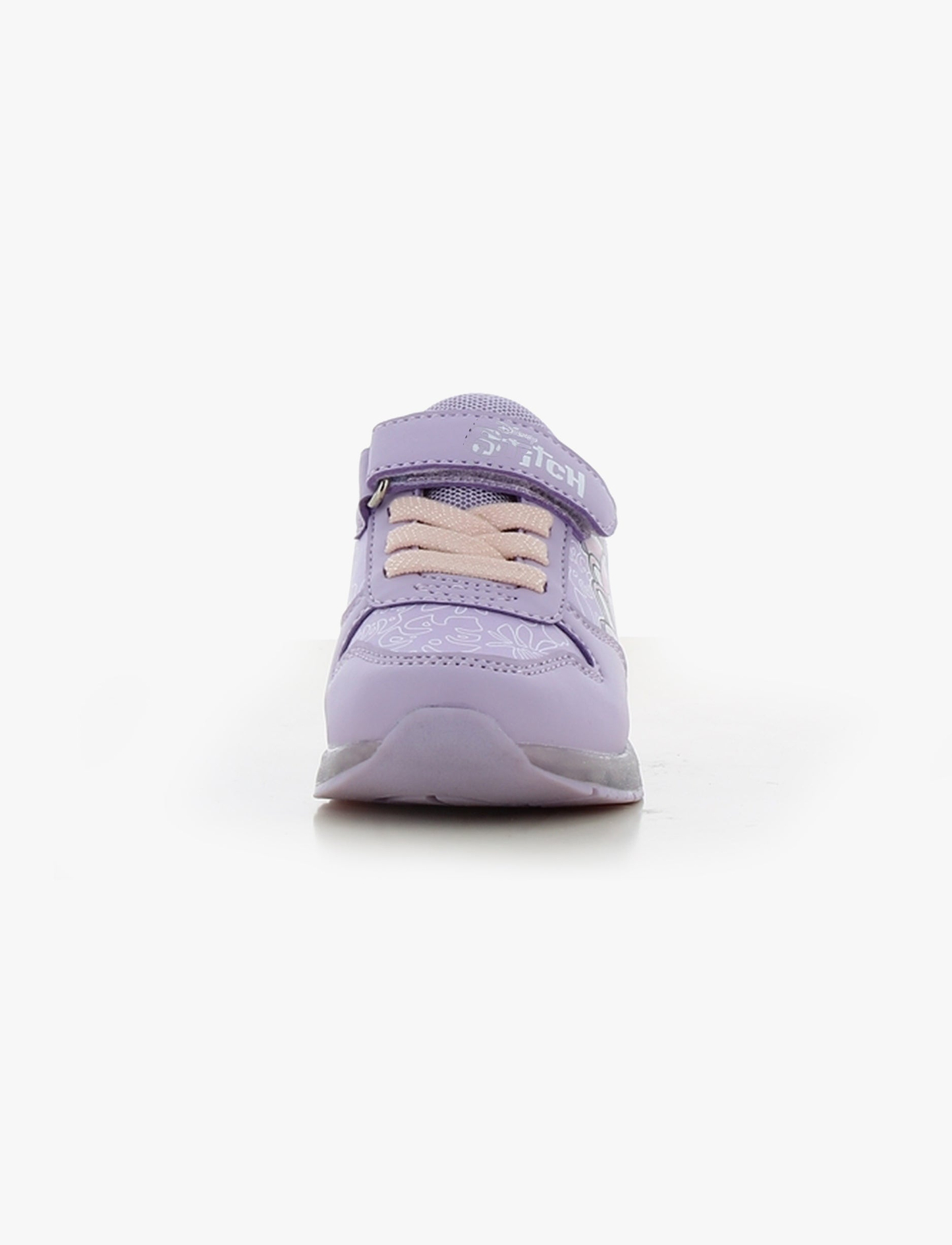 Candy - נעלי סניקרס קנדי סטיץ' עם אורות לבנות בצבע לילך בהיר/ורוד בהיר