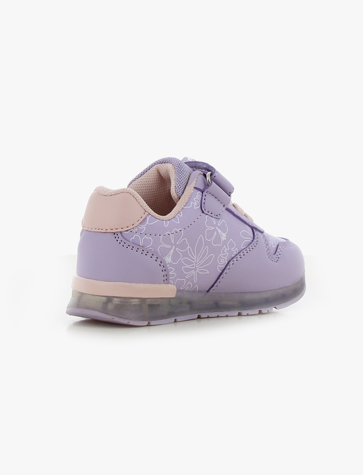 Candy - נעלי סניקרס קנדי סטיץ' עם אורות לבנות בצבע לילך בהיר/ורוד בהיר