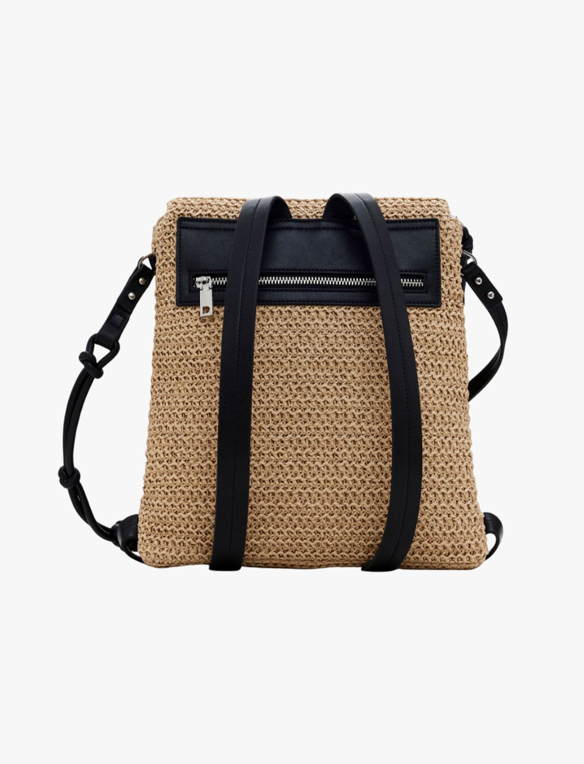 Desigual Half Logo Raffia Hampton Backpack - תיק גב דיזיגואל לנשים בצבע טבעי