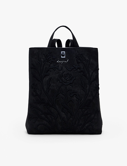 Desigual Back Romeo Floral Total Black Sumy - תיק צד דיזיגוואל לנשים