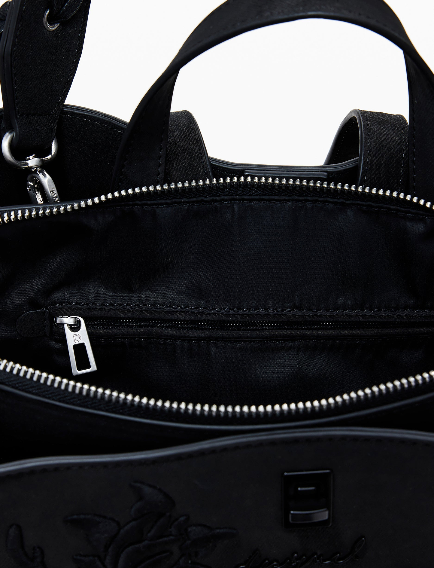 Desigual Back Romeo Floral Total Black Sumy - תיק צד דיזיגוואל לנשים