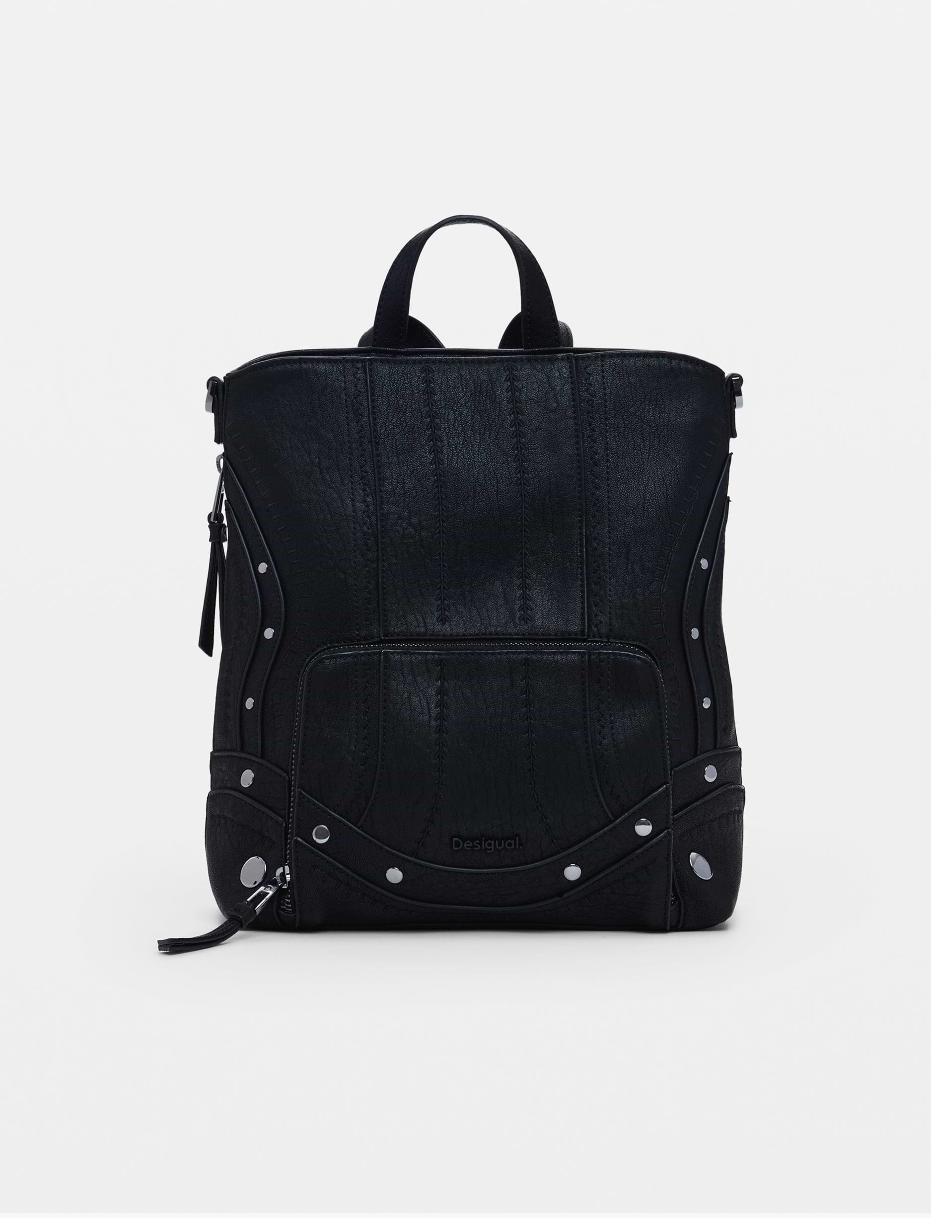 Desigual Back Embro Patch Pretoria Mini Black Backpack - תיק גב דיזיגוואל לנשים