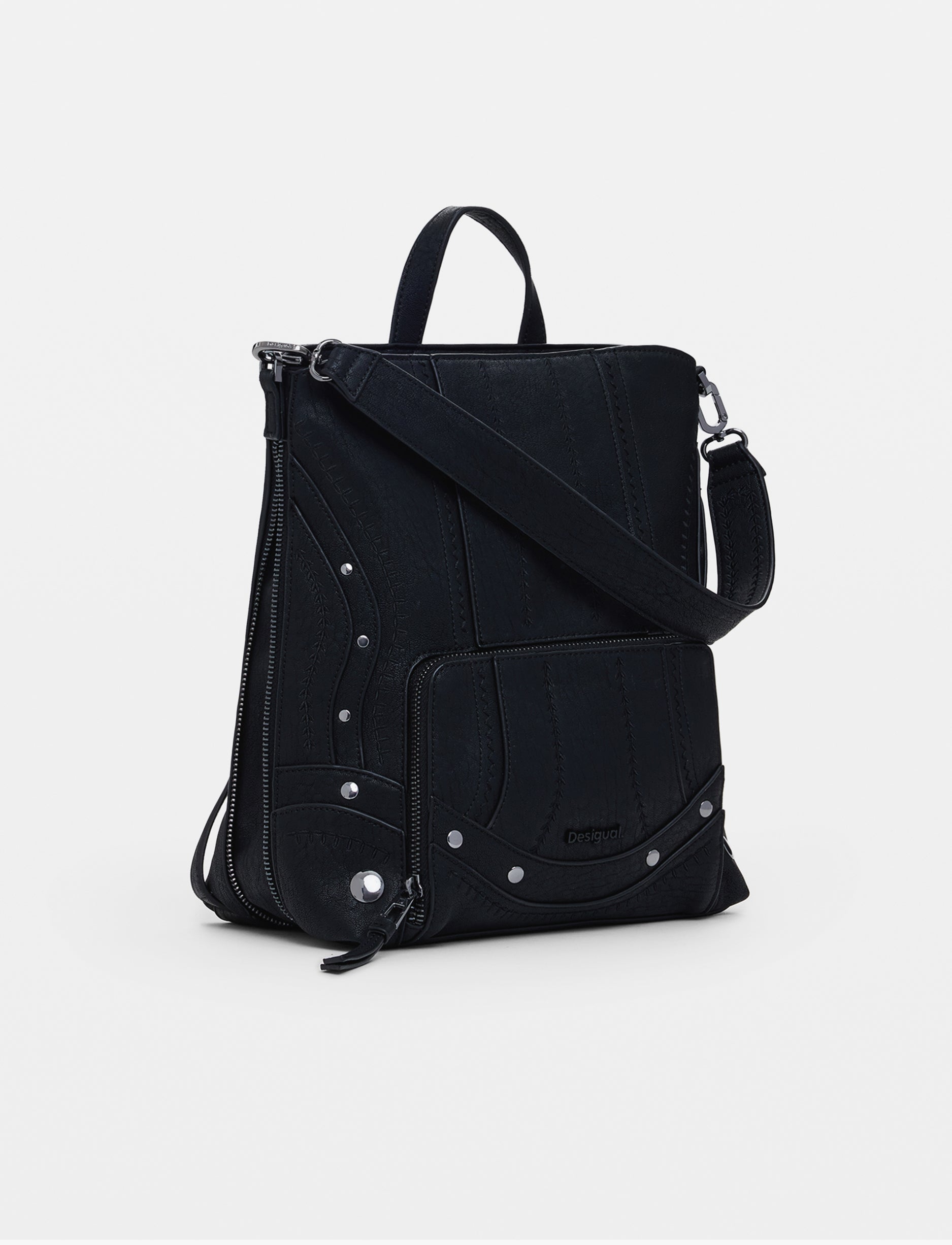 Desigual Back Embro Patch Pretoria Mini Black Backpack - תיק גב דיזיגוואל לנשים
