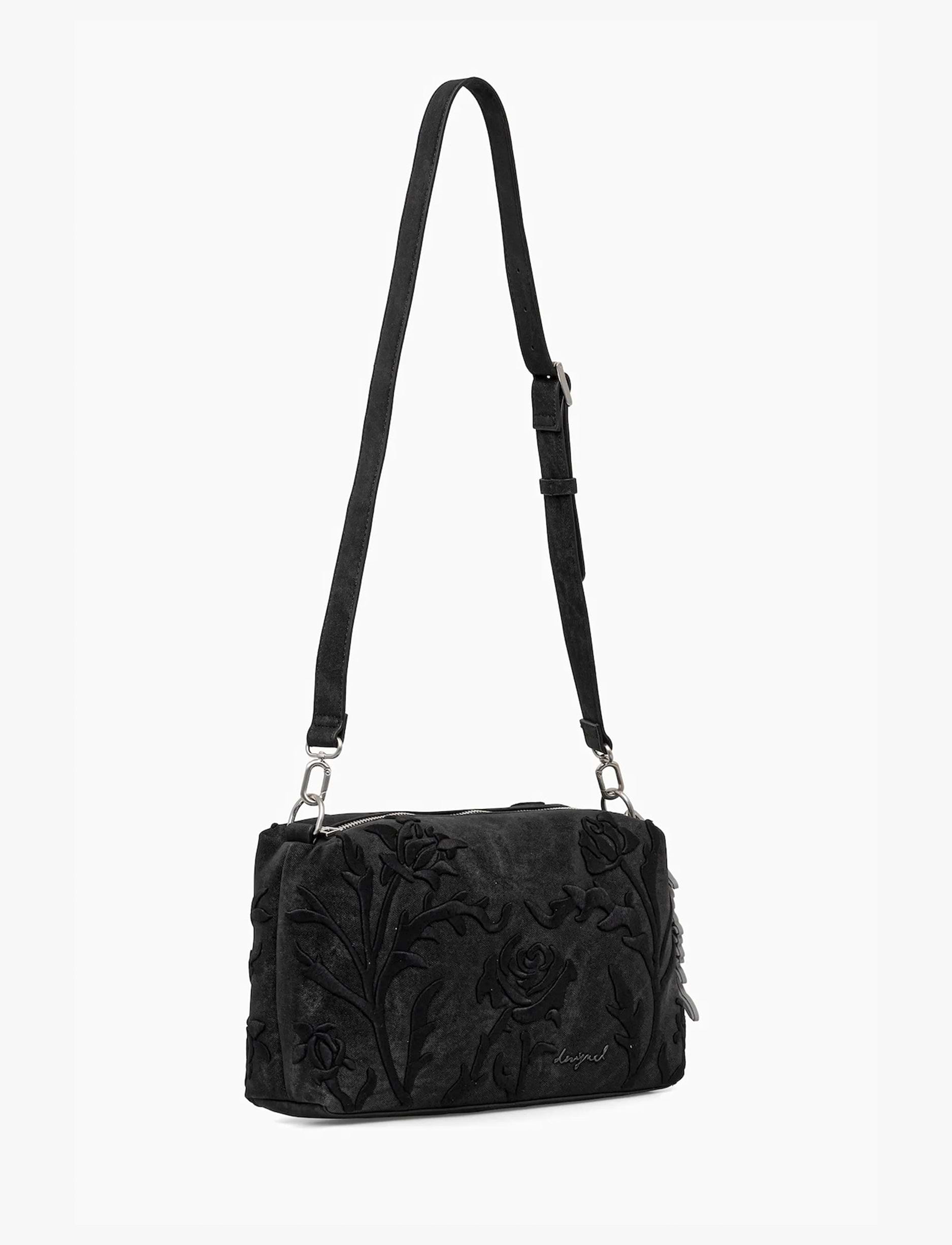 Desigual Bag Romeo Floral Total Black Bergamo 25WAXP41 - תיק צד דיזיגוואל שחור לנשים
