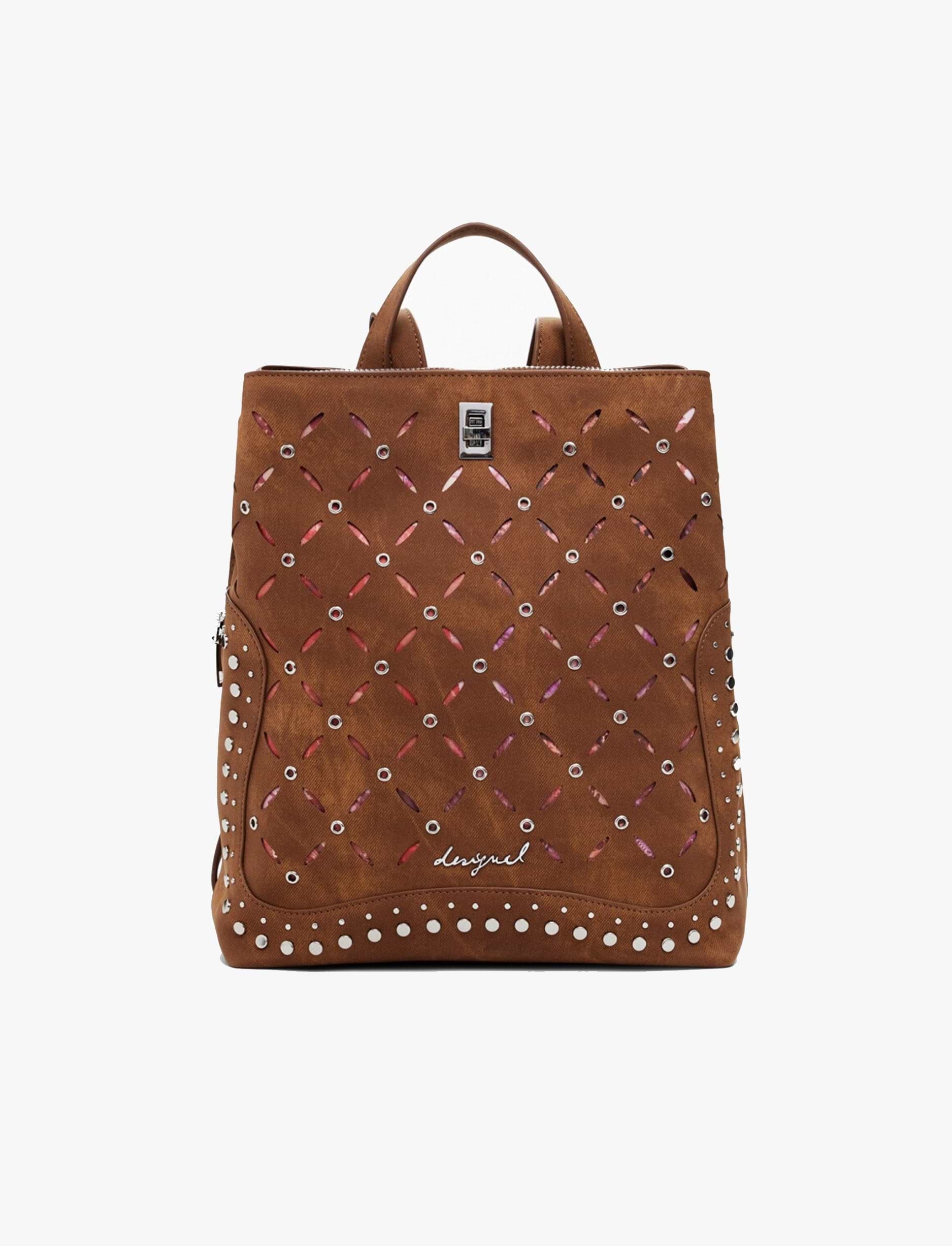 Desigual Back Yankee Metal Patch Sumy Mini 25WAKP31 - תיק גב חום דיזיגוואל לנשים