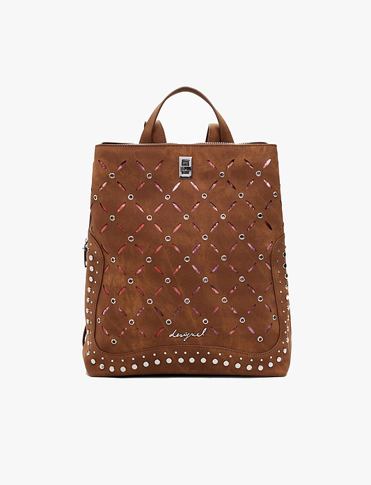 Desigual Back Yankee Metal Patch Sumy Mini 25WAKP31 - תיק גב חום דיזיגוואל לנשים