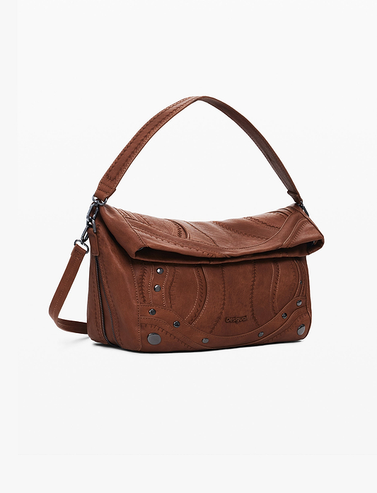 Desigual Bag Embro Patch Loverty 25WAXPA8 - תיק צד דיזיגוואל חום לנשים