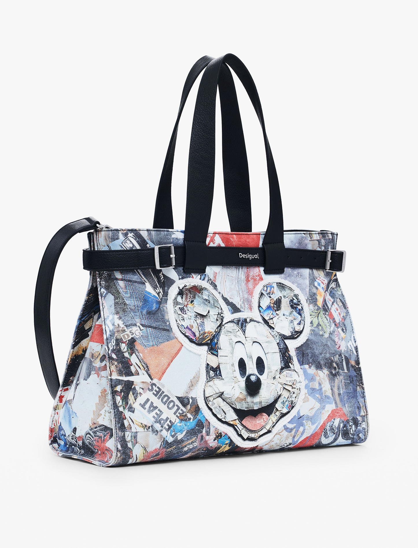 Desigual Bag Mickey Collage Hobart 25WAXA40 - תיק צד שחור גרפיטי דיזיגוואל לנשים