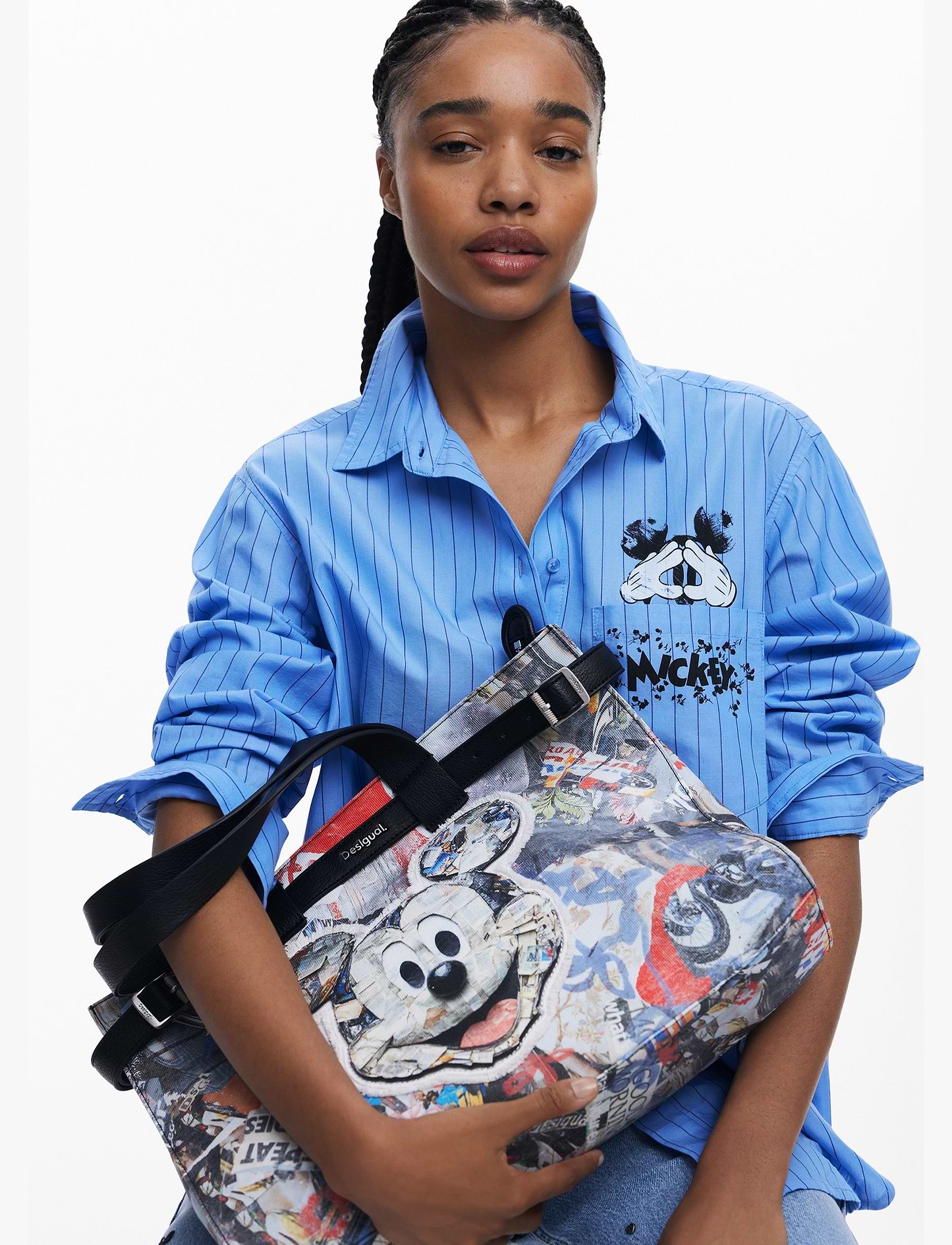 Desigual Bag Mickey Collage Hobart 25WAXA40 - תיק צד שחור גרפיטי דיזיגוואל לנשים