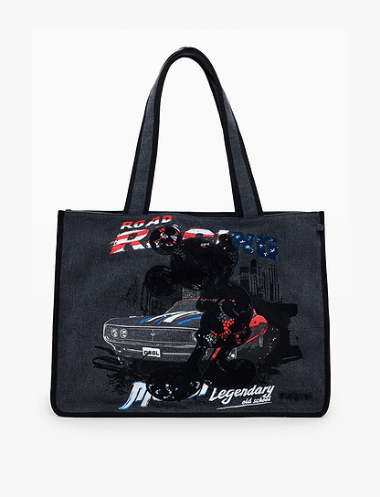 Desigual Bag Mickey Studs Khiva 25WAXD20 - תיק צד שחור דיזיגוואל לנשים