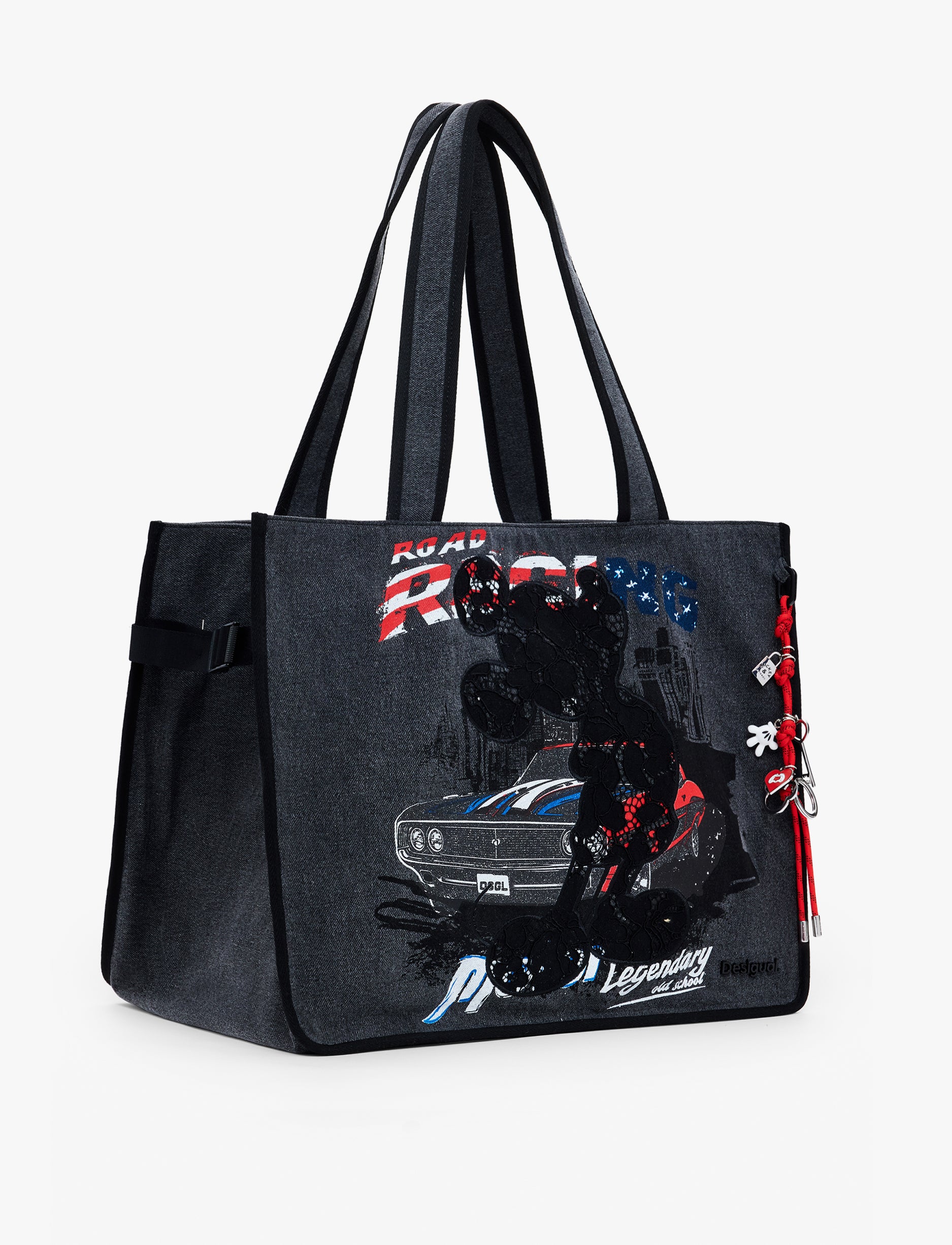 Desigual Bag Mickey Studs Khiva 25WAXD20 - תיק צד שחור דיזיגוואל לנשים