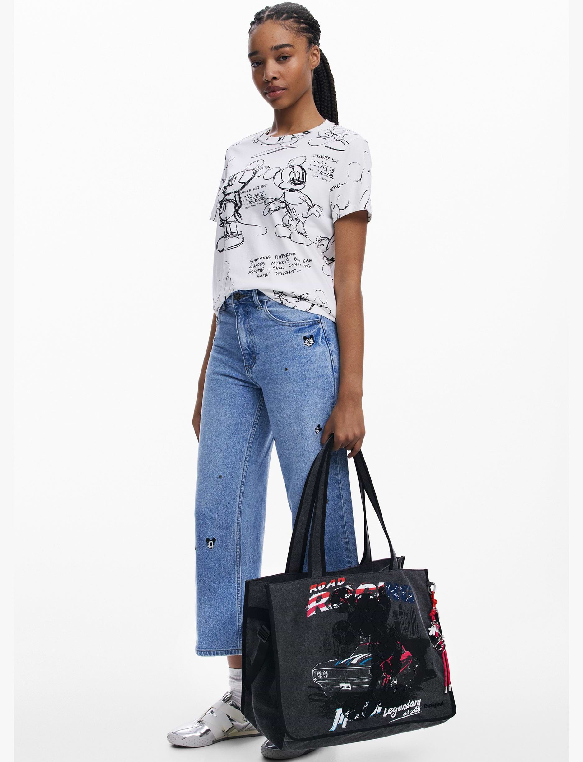 Desigual Bag Mickey Studs Khiva 25WAXD20 - תיק צד שחור דיזיגוואל לנשים